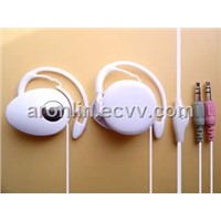 headset earphone  pc earphone white back ear type with mircophone