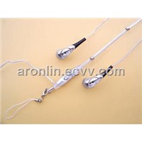 neck strap earphone  in ear type  metal ring black mp3 earphone