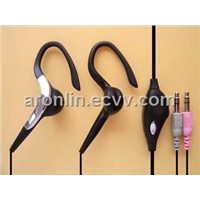 two colour over ear type  headset earphone PC earphone with micro