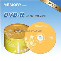 Blank DVD-Rs with 120Minutes Playing Time, 4.7GB Memory and 16/8x Running Speed