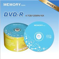 Blank DVD-Rs with 120minute Playing Time, 4.7GB Memory and 16/8X Running Speed