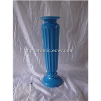 Blue Glazed Ceramic candle holder, candlestick holder