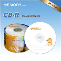 CD-R with 52x Running Speed, 700MB Memory and 80 Minutes Playing Time