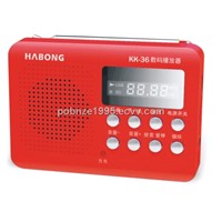 HB-KK-36 multifunction MP3 player with FM radio and dual-mode power supply