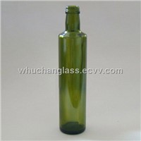 Round Dark Green Olive Oil Glass Bottle