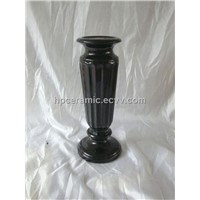 Small Black glazed ceramic candle stand, candlestick holder