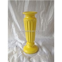 Small Yellow glazed ceramic candle stand, candle holder