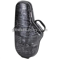 ABS Shaped Alto Sax Case black color with musical pattern printed