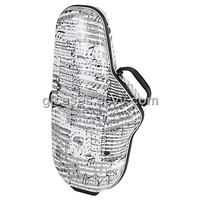 ABS Shaped Alto Sax Case white color with musical pattern printed