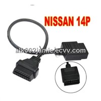 Alk Nissan 14 Pin Obd to Obdii Connector Nissan Obd Connector