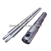 Conical twin screw and barrel for extruder