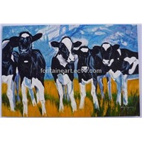 Animal oil painting, cow painting, hand made painting on canvas