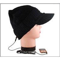 Black cotton brim hat headphone