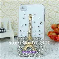 Classical style gold iron tower crystal rhinestone clear mobile phone case for iphone 4s 4g