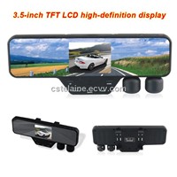 Dual Lens Car Recorder with Rear View Mirror Monitor 3.5&amp;quot;TFT
