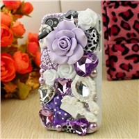 Fancy flower pattern elegant bling back cover for iphone 4s 4g wholesale