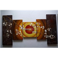 Hand-made flower oil painting, multi-panel flower painting