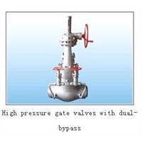 High pressure gate valve with dual-bypass