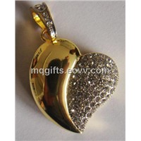 Hot Heart Shaped USB with Diamond Decorative