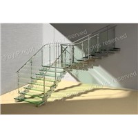 Laminated Glass Stairs, Made of Stainless Steel, Customized Orders are Accepted