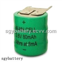 Ni-MH 3.6V 80mAh rechargeable button battery