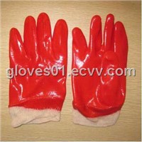 Red PVC coated working gloves PG1512-1