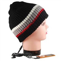 Stripe knitted acrylic beanie headphone