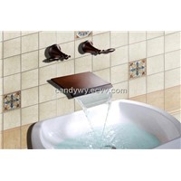 Two Handles Oil Rubbed Wall Mounted Basin Faucet (R-2006R-1)
