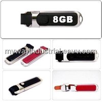 leather material usb flash drive with engraved logo