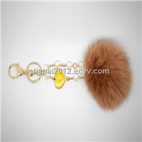 luxury fox fur keychain