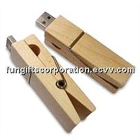 wooden clamp usb flash stick/drive