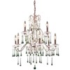 Crystal Chandelier with 9-Light in Antique White and Amber Crystal