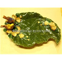 Ceramic / Pottery handicraft, Beautiful natural design fruit plate.