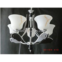 Glass & Wood Chandelier Lamp