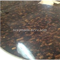 Pen shell table top, brown shell table top, brown mosaic table