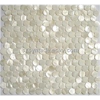 White round pattern shell mosaic tile, round white backsplash mosaic tile