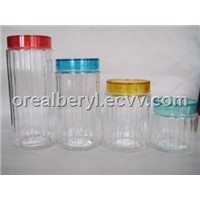 clear glass jars with color lids