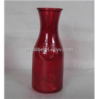 glass milk bottles, red glass bottles