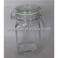 square glass jars with hinged lids