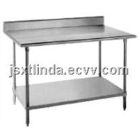 stainless steel work table with splashback