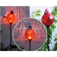 Holiday Light,Red Bird Shape Solar Garden Light,LED Lamp,Glass+Resin,Christmas Design