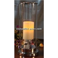 Metal & glass candle holder/LED candle