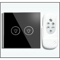 Black color 2 gang remote controlled switch with LED indicator
