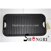 Cast-Iron 2-Burner Reversible Grill / Griddle Cookware, Black