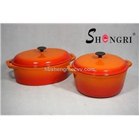 Cast iron enamel cookware saucepan