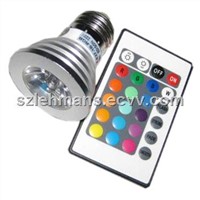 Dimmable E27 E14 GU10 MR16 3W RGB LED Spotlight