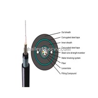 Double armored and double outer sheathed central loose tube fiber optic cable: GYXTW53