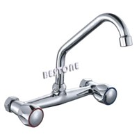 South America Double Handle 8" Kitchen Sink Faucet /Mixer Wall-Mounted Ceramic Disc Cartridge