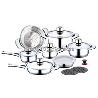 Stainless Steel Cookware Set with Thermo Knob thermometer stainless steel cookware set