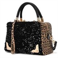 the New Sequined Box-Leopard Retro Shoulder Mobile Diagonal Female Bag